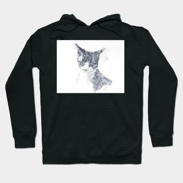 Cat in monochrome Hoodie by DebTheZeb